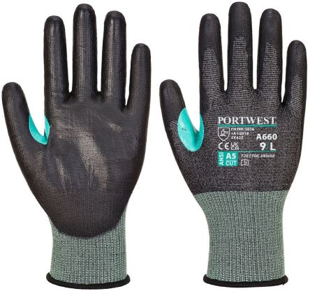 Portwest Hand Protection Black Elastane, Elastic, HPPE, Nylon, Steel Fibre Cut Resistant Work Gloves, Size XXL, [A660K8RXXL]; 314-682