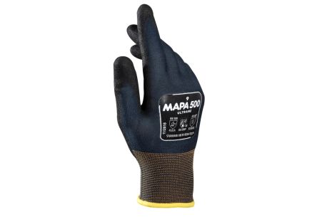 Mapa Ultrane 500 Black Nitrile Abrasion Resistant, Cut Resistant, Puncture Resistant, Tear Resistant Work Gloves, Size [34500046]; 314-941