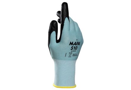 Mapa Ultrane 510 Black, Green Water-Based Polymer Breathable Work Gloves, Size 6 [34510096]; 314-945