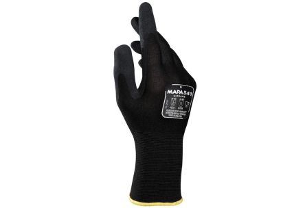 Mapa Ultrane 541 Black Nitrile Foam Abrasion Resistant, Cut Resistant, Puncture Resistant, Tear Resistant Work Gloves, [34541001]; 314-965