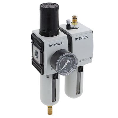 EMERSON ? AVENTICS G 1/2 Filter Regulator Lubricator, Automatic Drain, 5μm Filtration Size - With Pressure Gauge [R412007308]; 315-960