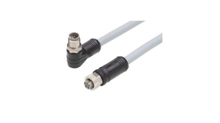 Molex Right Angle Female 5 way M12 to Straight Male 5 way M12 Cordset, 20m [1205010223]; 323-532