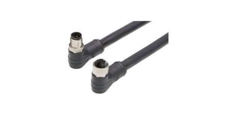 Molex Right Angle Female 4 way M12 to Right Angle Male 4 way M12 Cordset, 20m [1205010263]; 323-535