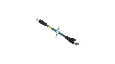 MolexBrad Micro-Change, 2m Cat5e, Green RJ45 to Male M12 Male, Shielded Shielded, Terminated TPU Sheath [1201088451]; 323-617