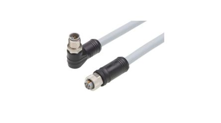 Molex Right Angle Female 5 way M12 to Straight Male 5 way M12 Cordset, 20m [1205010123]; 323-655