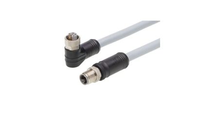 Molex Right Angle Female 5 way M12 to Straight Male 5 way M12 Cordset, 15m [1205010214]; 323-725