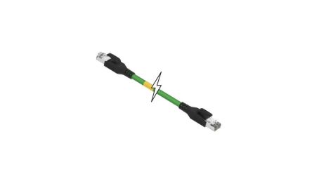 MolexBrad Micro-Change, 2m Cat5e, Green RJ45 to Male RJ45 Male, Shielded Shielded, Terminated TPE Sheath [1201088354]; 323-778