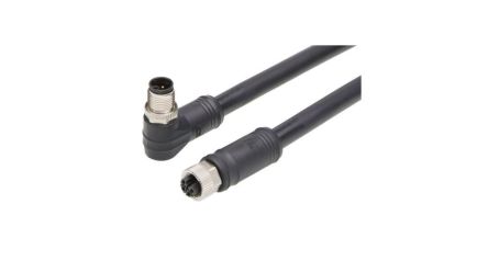 Molex Right Angle Female 4 way M12 to Straight Male 4 way M12 Cordset, 20m [1205010255]; 323-780