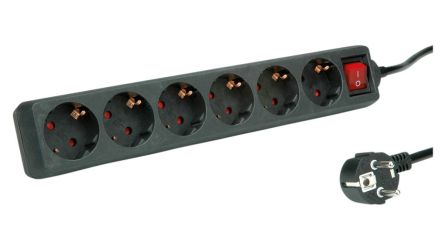 Roline 10m 6 Socket CEE, Type F - German Schuko Socket, 250 V ac [19.07.1077]; 324-219