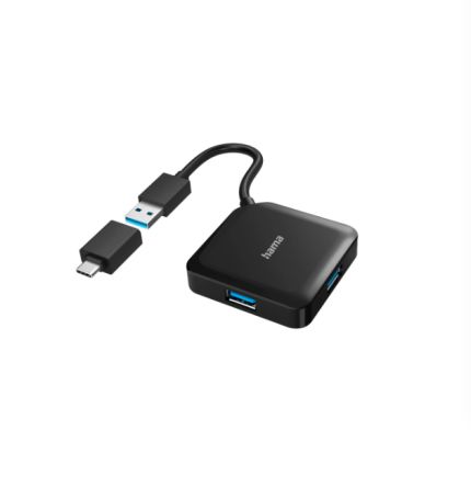 Hama 4 Port USB 3.2 USB C USB C Hub, USB Powered, 5.3 x 1.3 x 5.3cm [00200116]; 325-058
