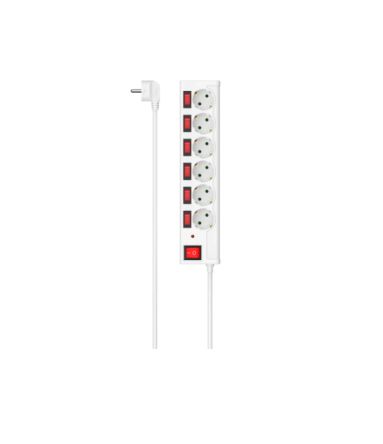 Hama 6 Gang Power Distribution Unit, 1.4m Cable, 16A, 250 V, Surge Protected [00223157]; 325-143