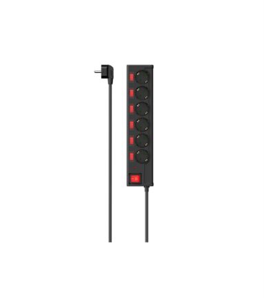 Hama 6 Gang Power Distribution Unit, 1.4m Cable, 16A, 250 V, Surge Protected [00223158]; 325-145