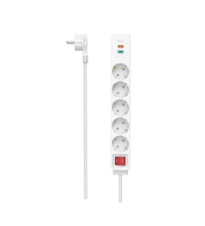 Hama 5 Gang Power Distribution Unit, 2m Cable, 16A, 250 V, Surge Protected [00223186]; 325-147