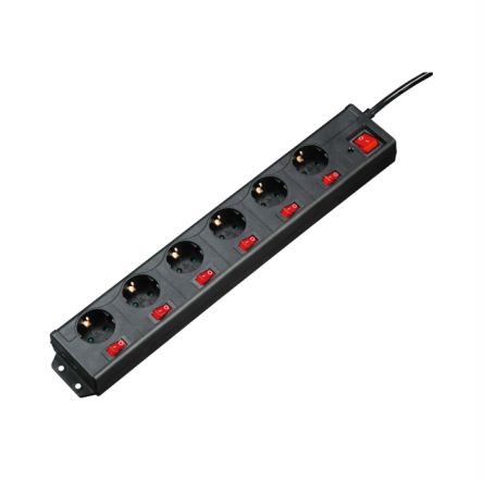 Hama 6 Gang Power Distribution Unit, 1.4m Cable, 16A, 250 V, Surge Protected [00137259]; 325-187
