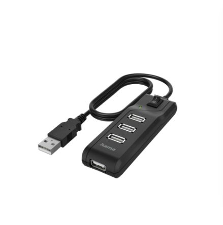 Hama 4 Port USB 2.0 USB A USB C Hub, USB Powered, 11.5 x 1.9 x 3.4cm [00200118]; 325-207