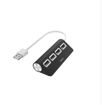 Hama 4 Port USB 2.0 USB A USB C Hub, USB Powered, 8.9 x 3.8 x 2.2cm [00200119]; 325-209