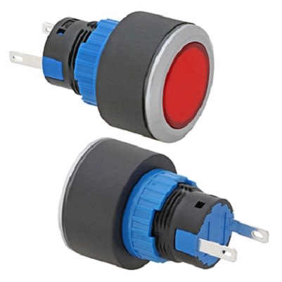 RS PRO Red Panel Mount Indicator, 12V, 22mm Mounting Hole Size, Pin Terminal Termination, IP65 [0]; 325-296