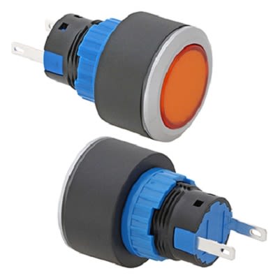 RS PRO Orange Panel Mount Indicator, 12V, 22mm Mounting Hole Size, Pin Terminal Termination, IP65 [0]; 325-298