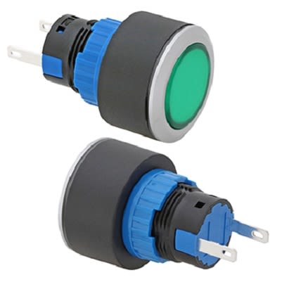 RS PRO Green Panel Mount Indicator, 24V, 22mm Mounting Hole Size, Pin Terminal Termination, IP65 [0]; 325-303