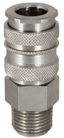 RS PRO Brass, Steel Female Pneumatic Quick Connect Coupling, BSPT 1/2 Male Threaded [0]; 325-381
