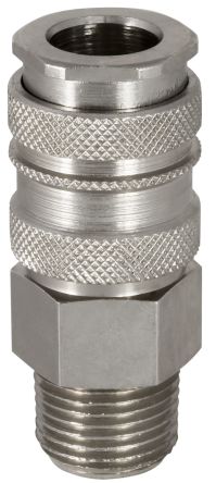 RS PRO Brass, Steel Female Pneumatic Quick Connect Coupling, BSPT 3/4 Male Threaded [0]; 325-382