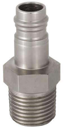 RS PRO Brass, Steel Male Pneumatic Quick Connect Coupling, BSPT 1/8 Male Threaded [0]; 325-383