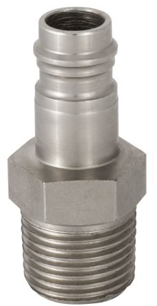 RS PRO Brass, Steel Male Pneumatic Quick Connect Coupling, BSPT 1/4 in Male Threaded [0]; 325-385