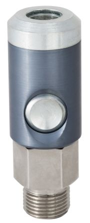 RS PRO Aluminium, Brass, Steel Female Pneumatic Quick Connect Coupling, 3/8 BSP Male Threaded [0]; 325-454
