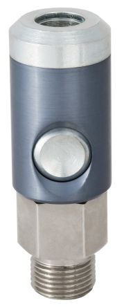 RS PRO Aluminium, Brass, Steel Female Pneumatic Quick Connect Coupling, 1/2 BSP Male Threaded [0]; 325-455