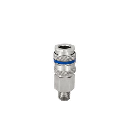 RS PRO Brass, Steel Female Pneumatic Quick Connect Coupling, BSPT 1/8 Male 10mm Threaded [0]; 325-464