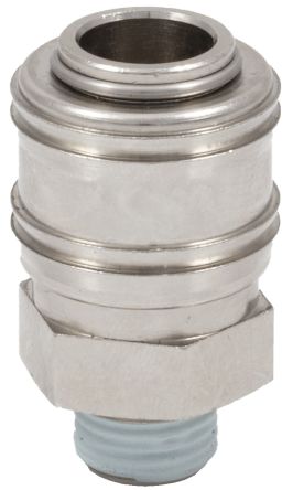 RS PRO Brass Female Pneumatic Quick Connect Coupling, BSPT 1/4 Male Threaded [0]; 325-596