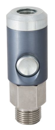 RS PRO Aluminium, Brass, Steel Female Pneumatic Quick Connect Coupling, 1/4 BSP Male Threaded [0]; 325-616