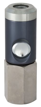 RS PRO Aluminium, Brass, Steel Female Pneumatic Quick Connect Coupling, 3/8 in BSP Female Threaded [0]; 325-626
