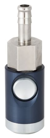 RS PRO Aluminium, Brass, Steel Female Pneumatic Quick Connect Coupling, 6mm Hose Barb [0]; 325-634