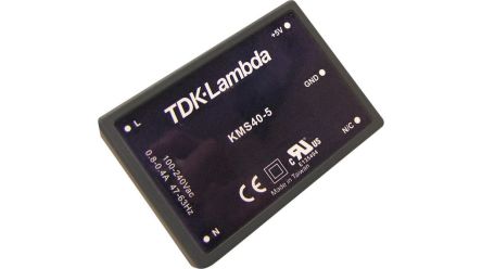 TDK-Lambda Switching Power Supply, KMD-40-512, 5V, 5A, 40W, 90 → 264V Input Voltage [KMD-40-512]; 325-688