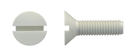 RS PRO Slot M3 Countersunk Nylon 66 Machine Screws DIN 963, ISO 2009 x 8mm [0]; 326-877