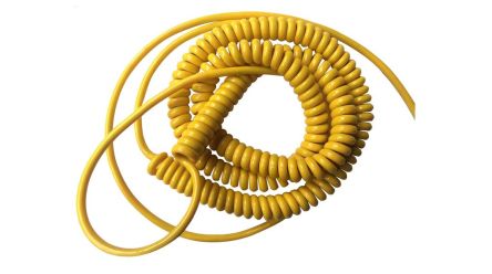 TBS de Buck B.V. SP-DSR Spiral Cable 0.5 mm² 5 Core Power Cable, Yellow Polyurethane PUR, 3m [SP-DSR-162]; 327-444