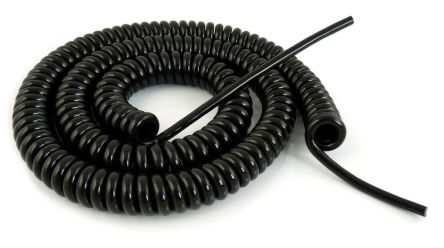 TBS de Buck B.V. SP-DSR Spiral Cable 0.5 mm² 4 Core Power Cable, Black Polyurethane PUR, 2m [SP-DSR-200]; 327-503