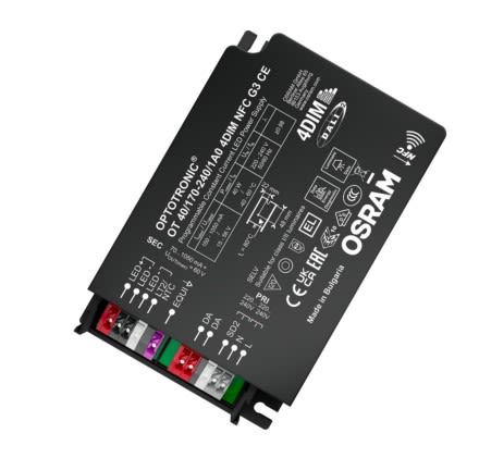 Osram Dimmable LED Driver, 15 → 56V Output, 40W Output, 700mA Output, Constant Current Dimmable [OT-40/170-240/1A0-4DIM-NFC-G3]; 327-687