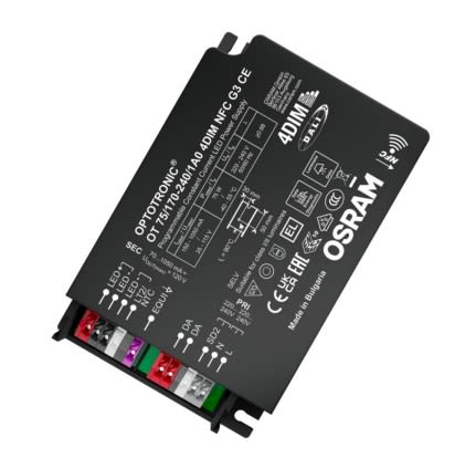 Osram Dimmable LED Driver, 35 → 115V Output, 75W Output, 700mA Output, Constant Current Dimmable [OT-75/170-240/1A0-4DIM-NFC-G3]; 327-688
