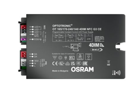 Osram Dimmable LED Driver, 90 → 260V Output, 165W Output, 700mA Output, Constant Current Dimmable [OT-165/170-240/1A0-4DIM-NFC-G3]; 327-691