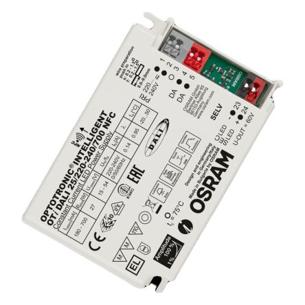 Osram Dimmable LED Driver, 15 → 54V Output, 27W Output, 700mA Output, Constant Current Dimmable [OTi-DALI-25/220-240/700-NFC]; 327-735