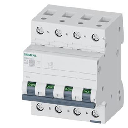 Siemens SENTRON 5SL66 MCB, 4P, 32A Curve B, 440V AC, 62.5V DC, 6 kA Breaking Capacity [5SL6632-6]; 328-303