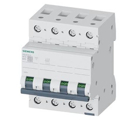 Siemens SENTRON 5SL66 MCB, 4P, 13A Curve B, 440V AC, 62.5V DC, 6 kA Breaking Capacity [5SL6613-6]; 328-385