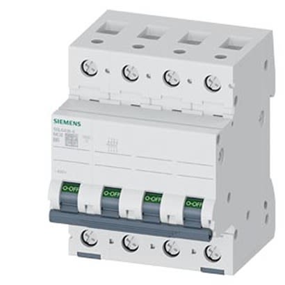 Siemens SENTRON 5SL64 MCB, 4P, 6A Curve B, 440V AC, 62.5V DC, 6 kA Breaking Capacity [5SL6406-6]; 328-405