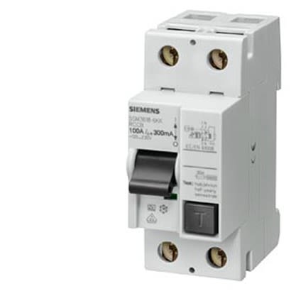 Siemens 5SM33 RCCB, 100A, 2 Pole, 30mA, Type A, 230V [5SM3318-6KK]; 328-445