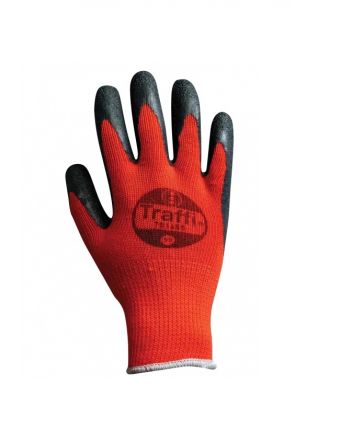 Traffi TG1655 Red Polycotton Work Gloves, Size 10, Latex Coating [A-TG1655-RD-10]; 328-683