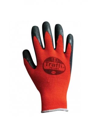 Traffi TG1850 Red Polycotton Work Gloves, Size 12, Latex Coating [A-TG1850-RD-12]; 328-687