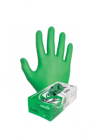 Traffi TD04 Green Powder-Free Nitrile Disposable Gloves, Size XXL, 100Pair per Pack [A-TD04-GR-XXL]; 328-719