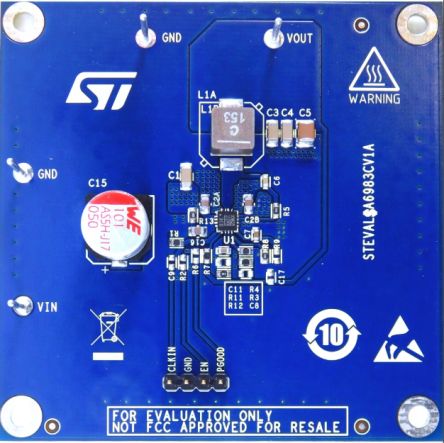 STMicroelectronics Evaluation Board Based On DC-DC Converter Buck Regulator A6983CQTR Evaluation Board Evaluation Board [STEVAL-A6983CV1]; 328-784